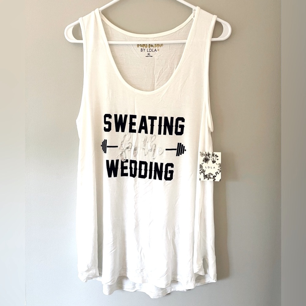 NWT Sweating for the Wedding White Tank Top Size XL